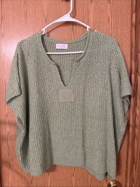 NWOT Pink Lily Light Sage Green Open Knit Sweater